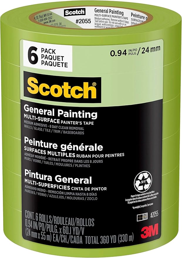 3M Scotch Green Tape 2020 1" 6 Pack