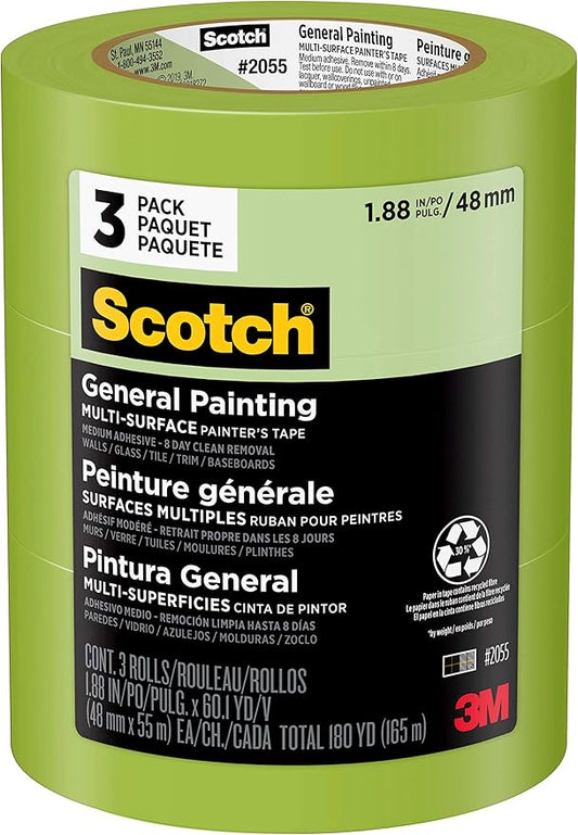 3M Scotch Green Tape 2"- Cont Pack of 3pc.